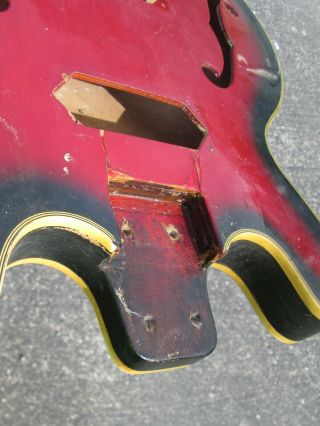 Vintage 60s Strad - O - Lin TEISCO KENT Bass Guitar ARCHTOP BODY REPAIRED,  BUT GOOD 7