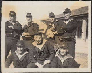 10 Japan Naval Landing Forces 1930s Photo Soldiers With A Dog Nanjing Barracks