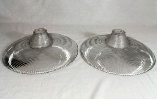 Antique Pair 1900s Holophane Medical Lamp Shades Vtg Pagoda Industrial Fixture 2