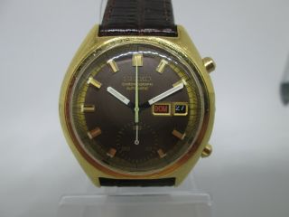 Vintage Seiko 6139 - 8030 Daydate Chronograph Goldplated Automatic Mens Watch
