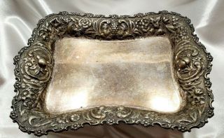 Vintage 1942 Tiffany & Co.  Makers Silver Soldered Tray Fruit Relief Detail