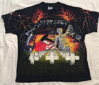 Metallica 1991 All Over Print Tour T - Shirt Xl