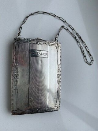 Antique Sterling Silver Coin Case Purse With Money Clip,  Compact