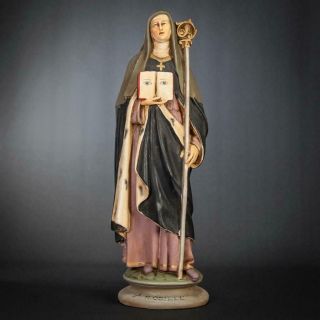 St Odile Of Alsace Statue | Saint Odilia Figure | Antique Ottilia Figurine | 17 "