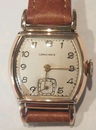 Vintage Longines 10l Men’s Wrist Watch 17 Jewels Gold Filled Art Deco 25.  5mm