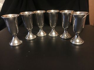 (6) Antique Sterling Silver Cordial Shot Glass Goblets High Society