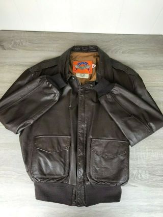 Vintage Cooper A2 Brown Military Bomber Flight Leather Jacket 44r