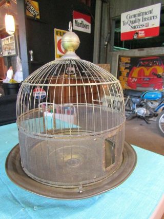 Antique Hendryx Brass Bird Cage Birdcage Rustic Farmhouse Decor Metal Dome Vtg