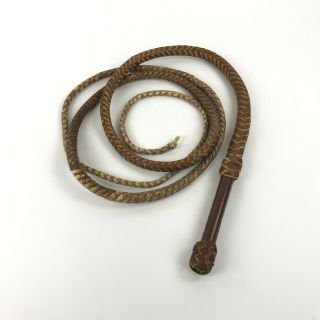 Authentic Vintage Rawhide Braided Brown Leather With Swivel Handle 10.  5 