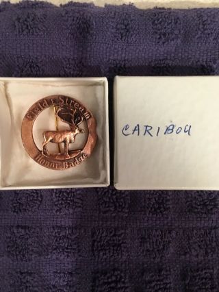 Vintage Rare Field And Stream Caribou Big Game Honor Badge