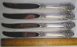 Set Of 3 9 7/8 " Wallace Sterling Silver Grande Baroque Dinner Knives Table Vtg