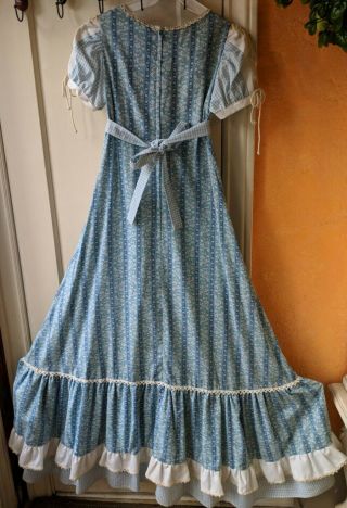 Vintage Gunne Sax Dress Calico Gingham Lace Maxi Prairie Country Size 7 2
