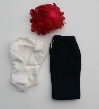 Vintage BARBIE - COMMUTER SET 916 Rose Silk Flower Hat,  Silk Blouse,  Skirt 2