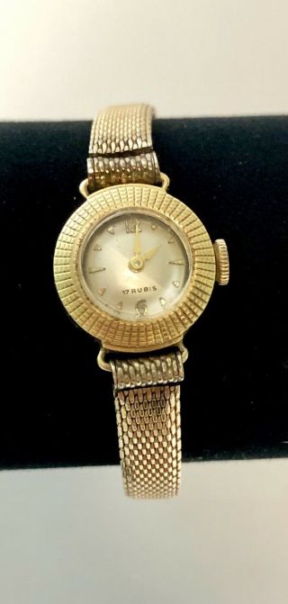 Vintage 14k Yellow Gold 17 Jewels Speidel Womens Watch