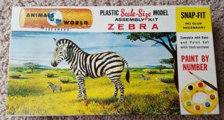 Rare Htf Vintage 1950s Bachmann Animals Of The World Zebra Plastic Model Kit