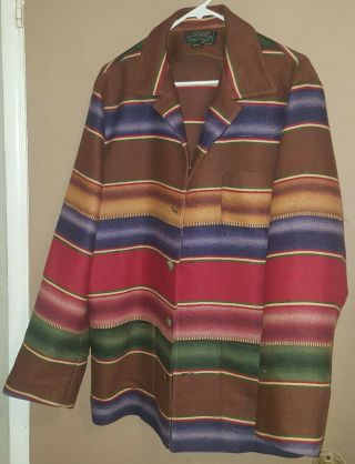 Vintage Ralph Lauren Country Southwestern Navajo Aztec Wool Indian Coat Large