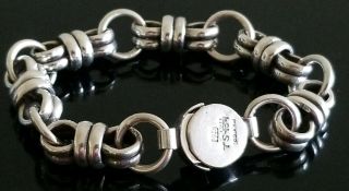 Vtg Rare Heavy Taxco Mexico 925 Sterling Silver Chain Linked Toggle Bracelet