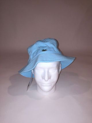 VERY RARE VINTAGE W/TAGS LACOSTE BUCKET BEACH HAT BLUE 2