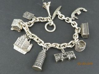 Vintage Denmark Modernist E Dragsted Sterling Silver Charm Bracelet 9 Charms