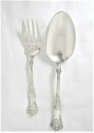 Sterling Serving Spoon And Cold Meat Fork,  " Queens " Pattern By Birk,  192 Grams