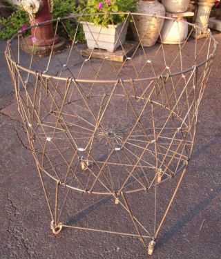 Vintage Collapsible Folding Wire Basket Metal Laundry Cart Allied Product