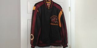 Vntg Washington Redskins Leather Zip - Up Jacket By Giii & Carl Banks Rare Xl