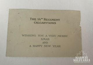 Ww2 14th Regiment Calgary Tanks Christmas Card (17990)
