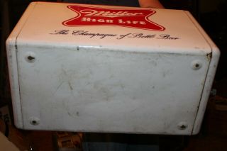 Vintage c.  1960 Miller High Life Beer Metal Cooler Embossed Sign W/Box 6