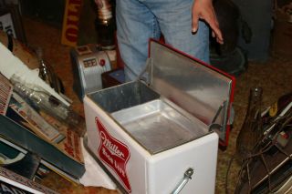 Vintage c.  1960 Miller High Life Beer Metal Cooler Embossed Sign W/Box 8