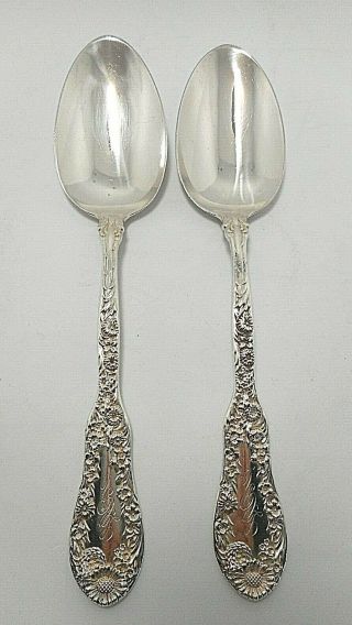 Sterling Silver Dominick & Haff Serving Spoons - 10 Pattern,  Ca.  1800