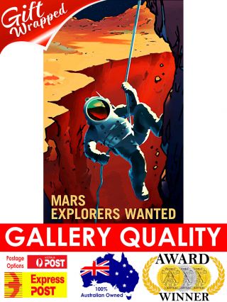 Nasa Space Poster,  Vintage Mars Explorers Wanted,  Giclee Art Print Or Canvas