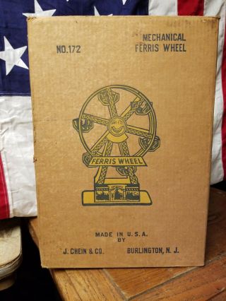 Vintage J.  Chein & Co.  Disney Land / Mickey Mouse Tin Ferris Wheel Toy With.
