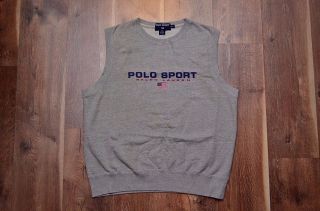 Vintage Polo Sport Ralph Lauren Sweat Vest Bear 90 
