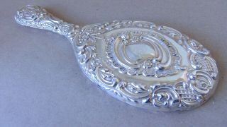 Gorgeous Art Nouveau Sterling Silver Flowers Hand Mirror 1902
