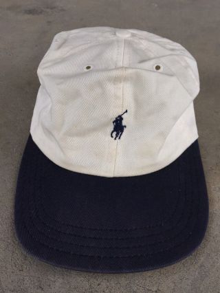 Vintage Polo Ralph Lauren Two Tone Cap Horse Pony Hat Sport Bear Usa Made