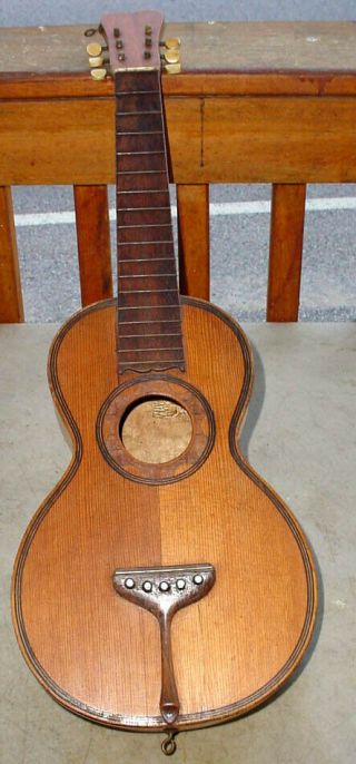 Antique Accoustic 6 String Inlayed Bandolin Small Guitar 25 3/4 " N/r