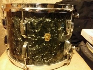 VINTAGE 1960s LUDWIG 13 X 9 TOM BDP BLACK DIAMOND PEARL 1966 ALL 2