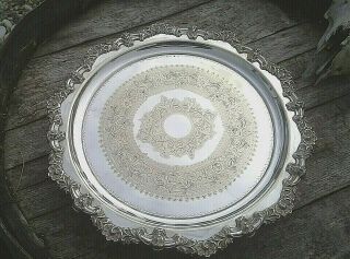 Antique Silver Plated Tray Platter J.  B & S Sheffield Heavy Three Footed Lovely
