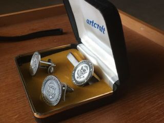 Vintage RARE President Nixon Presidential Seal Cufflinks Tie bar Set Cuff 7