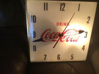 Vintage Drink Coca Cola 1958 Pam Lighted Clock 15 X 15