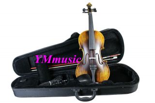 Solid Full Size 4/4 Acoustic Violin With Strap Case Bow Rosin Vintage Color