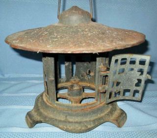 Vintage Japanese Cast Iron Pagoda Garden Lantern Patio Light Candle Holder 5