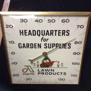 Vintage Asgrow Advertising Thermometer Pam Clock Company