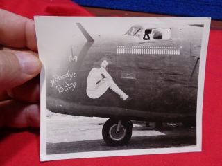 Old Ww2 Military Photo Snapshot Aircraft Nose Art A - 33