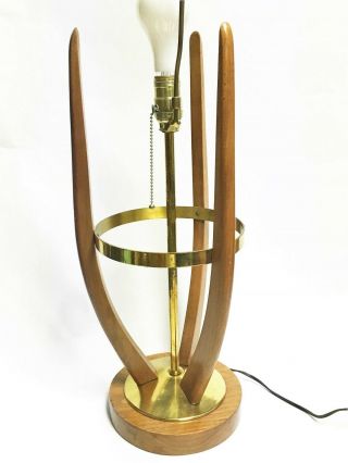 Mid Century Modern Vintage Danish Modern Table Lamp Brass And Wood 1960 