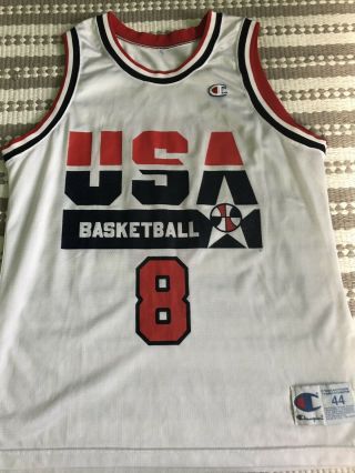 Vintage Champion 90s Scottie Pippen 8 Team Usa Basketball Nylon Jersey White 44