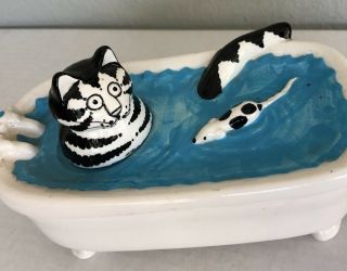 VINTAGE SIGMA TASTE SETTER KLIBAN CAT IN BATHTUB – COVERED TRINKET / CANDY BOX 2