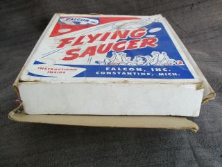 VINTAGE 1950s - 1960s TIN FLYING SAUCER MODEL DISC TOY FALCON,  Inc.  EARLY FRISBEE 7