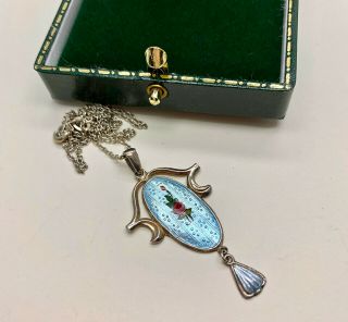 Sterling Silver Charles Horner Enamel Art Nouveau Pendant