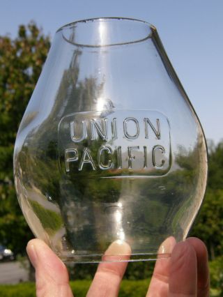 Very Rare Union Pacific Small Box Logo Cast Railroad Lantern Globe